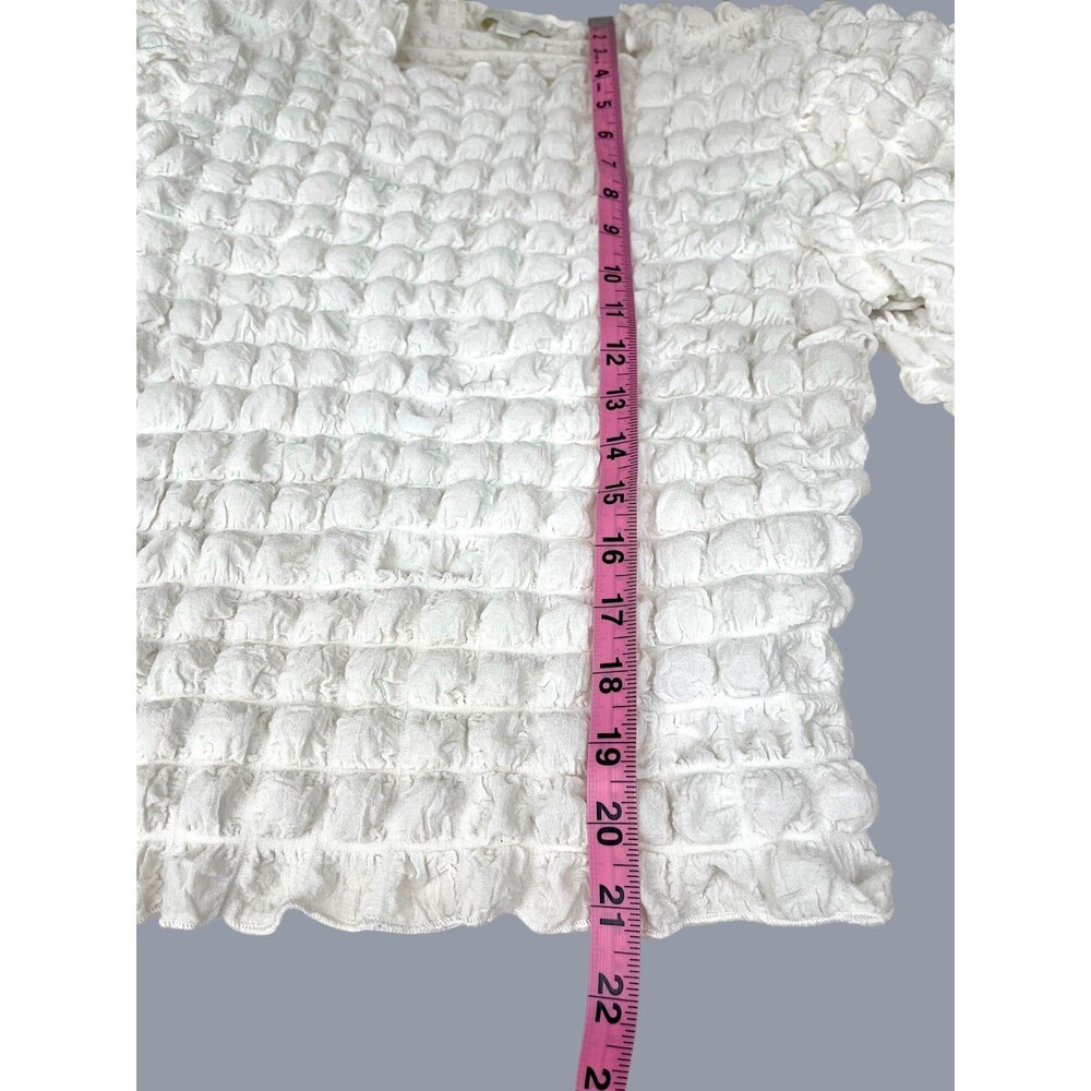 Eri + Ali Anthropologie Bubble Puff-Sleeve Top Textured Minimalist Sz S - Picture 10 of 14